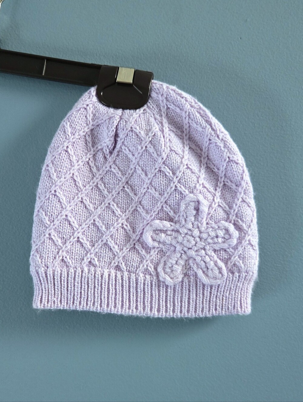 Toddler Knit Flower Beanie - Light Lavender (2T)